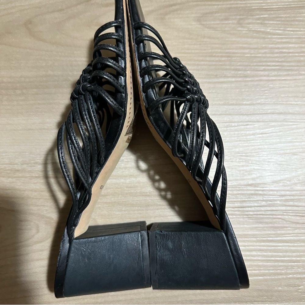 Dolce Vita Black Delana Woven Leather Sandals 7.5 Block Heel - Picture 5 of 12